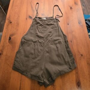 Billabong Wild Pursuit Romper Short Size Large Brown Overalls Adjustable Straps